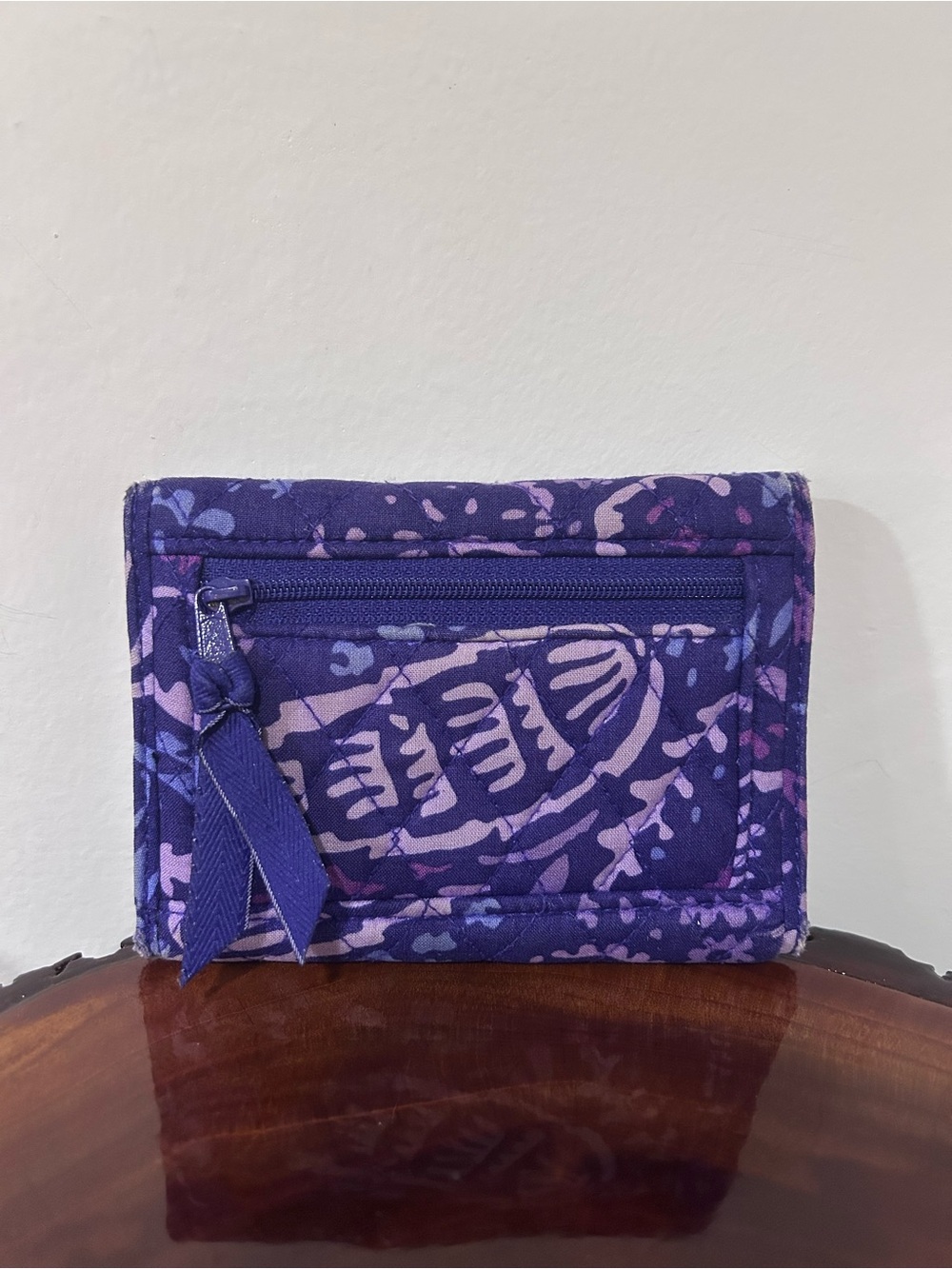 Vera Bradley Purple Quilted Floral Fold-Over Wallet - Picture 2 of 8